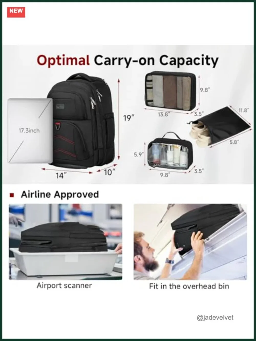 45L Rolling Backpack with Telescoping Handle, 17.3